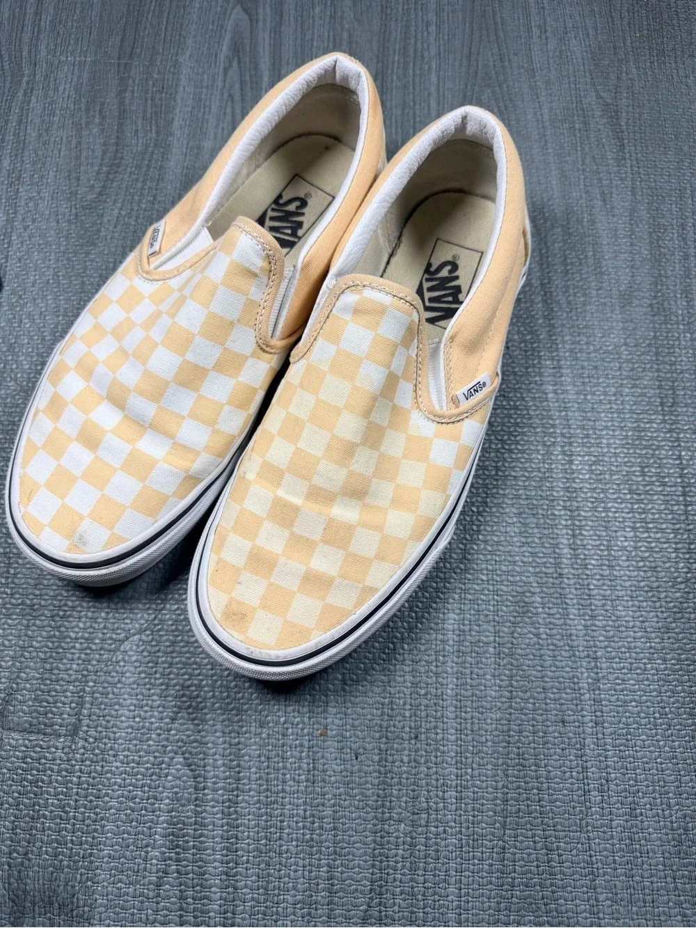 Slip-On Checkerboard Canvas Shoes in Cream